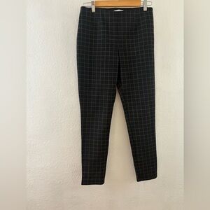 Calvin Klein Womens Pull-On Stretch Pants Black/Gray Plaid Slim Fit Size 8